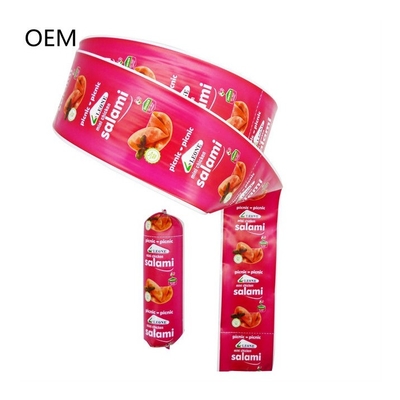 60 mm Rollen Wurstfarbe Gehäuse Geruchlose Kunststoffgehäuse benutzerdefinierte Flexographie Druckgehäuse