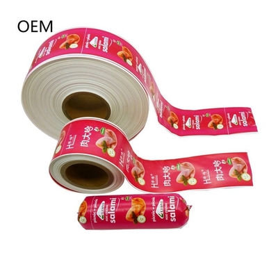 60 mm Rollen Wurstfarbe Gehäuse Geruchlose Kunststoffgehäuse benutzerdefinierte Flexographie Druckgehäuse
