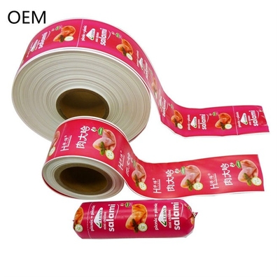 60 mm Rollen Wurstfarbe Gehäuse Geruchlose Kunststoffgehäuse benutzerdefinierte Flexographie Druckgehäuse