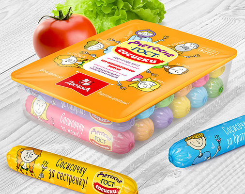 Wurstverpackung Kunststoff-Wurstbeschichtung Custom Printed Brand Logo Kunststoff-Wurstbeschichtung