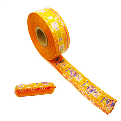 Probe kostenlos Großhandel Easy Peel Off 90 mm Orange Flexographie Druck Kunststoff Wurst Gehäuse