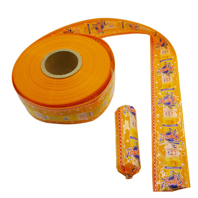 Probe kostenlos Großhandel Easy Peel Off 90 mm Orange Flexographie Druck Kunststoff Wurst Gehäuse