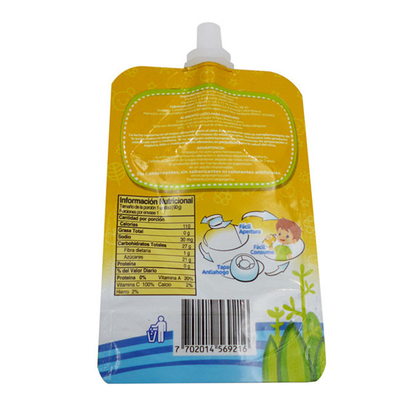 Lebensmittelsaftverpackungsmaterial Selbsttragende Plastiktüte mit Kunststoffdüse