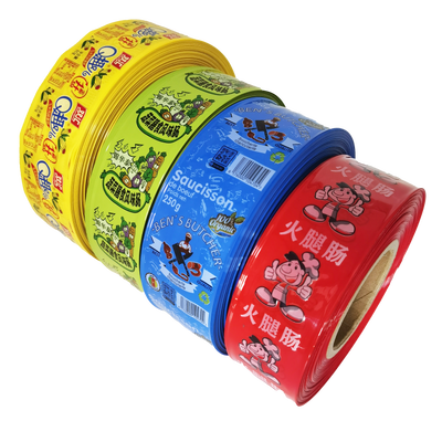 Custom OEM-Logo Druck hohe Schrumpfung bunte Lebensmittelqualität künstliche Wurst Gehäuse in verschiedenen Größen